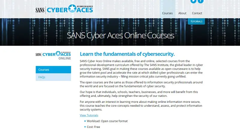 Best cybersecurity courses online for free: SANS Cyber Aces Online cyber security