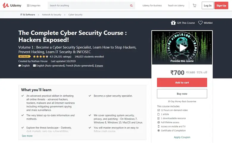 Best cybersecurity courses online for free: Udemy