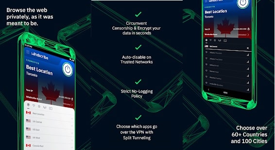 Top 10 Best Unlimited Free VPNs Apps for Android Phone in 2020: Windscribe FREE VPN 