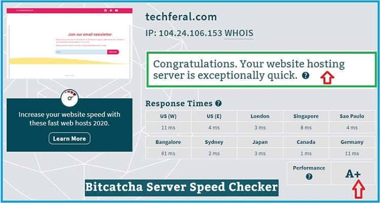 Mewnix Cloud Hosting: Bitcatcha Server Speed Checker