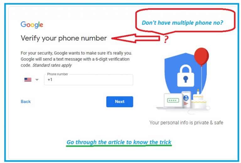 Create gmail account without phone number verification 