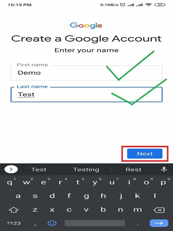 Step 5: Fill your details and hit on "next" button. Create Gmail Account without Phone Number Verification!