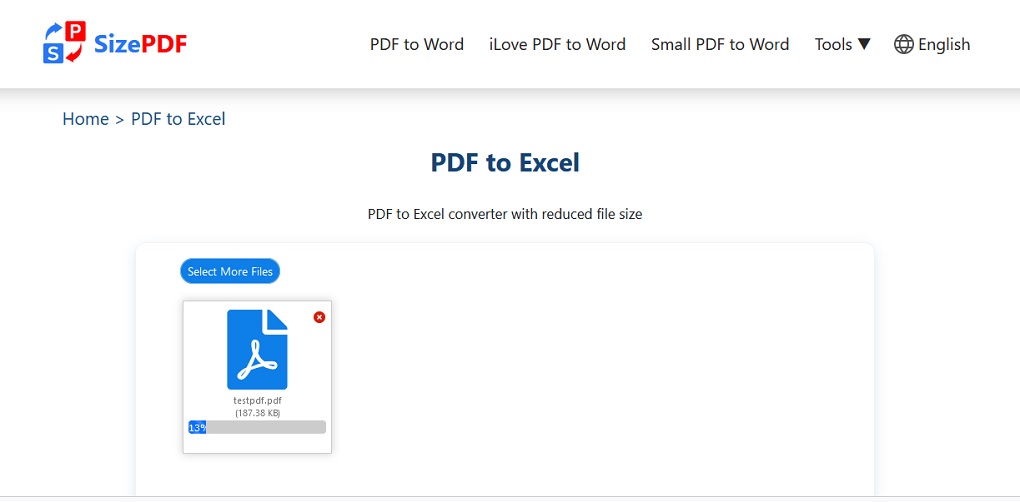 SizePDF PDF to Excel Converter