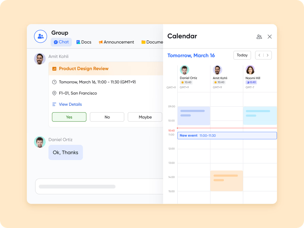 Lark Calendar: evaluating productivity through time management
